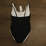 Mimi Flamingo Womens Layered Solids Drift One Piece Swimsuit Black / White 8