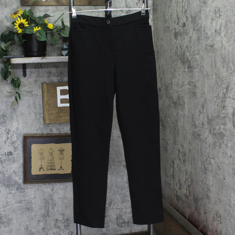 Susan Graver Tailored Womens Regular Smart Ponte Slim Leg Trouser Pants Black S