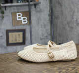 Universal Thread Womens Sylvia Woven Mary Jane Ballet Flats Cream Off White 11M