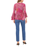 Prelude Womens Knit Bell-Sleeve Top Pink Peacock M