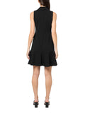 Karl Lagerfeld Embellished Buttons Sleeveless Collared A-Line Dress Black 6