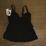 Swim Solutions Womens Black Swan Tiered-Ruffle Tankini Swim Top 806833 Black 8