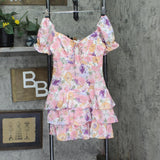 City Studios Juniors Tiered Tie-Bodice Dress Pink Multi 3