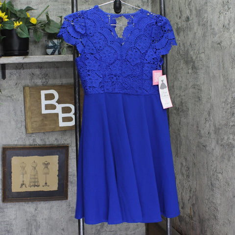 Rare Editions Girls Lace and Scuba Crepe Dress F456465 Royal Blue 14