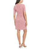 London Times Womens Houndstooth Faux-Wrap V Neck Embellished Dress Pink 18