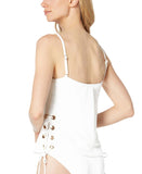 Michael Michael Kors Womens Grommet Tankini Swim Top MM30322 White M