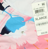 JM Collection Printed Cold Shoulder Top with Necklace Pink Gemstone Combo XL