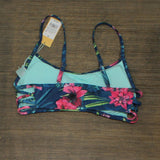 Kona Sol Women's Strappy Side Bikini Top 76592313 Blue Floral M