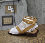 Naturalizer Womens Birch Strappy Flat Sandals Saddle Tan Brown Leather 9M