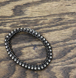 Chico's Elastic Stretch Interlocked Beaded Bracelet Black / Silver Gray