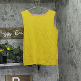 Tahari Asl Womens Sleeveless Sweater Knit Tank Top Ochre Green Yellow L