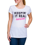Wound Up Juniors Keepin' It Real Graphic Short Sleeve T-Shirt White XL