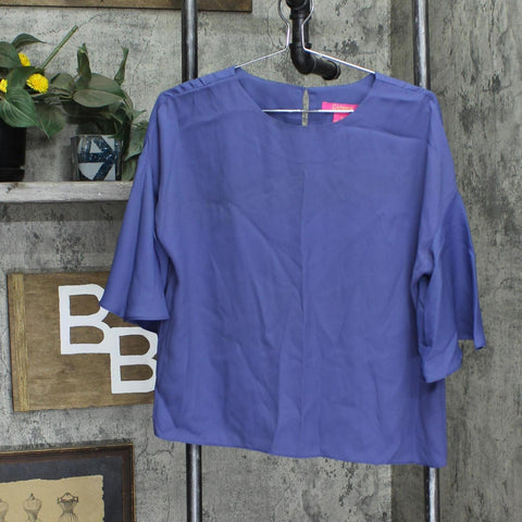 Catherine Malandrino Womens Woven Unlined Bell Sleeve Blouse Shirt Top Blue S