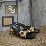 Universal Thread Womens Aaliyah Raffia Strappy Knot Sandal Heels Black 8.5M