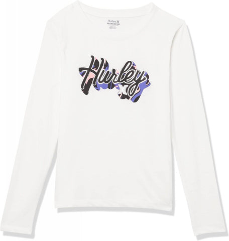 Hurley Girls Long Sleeve Boxy T-Shirt with Scrunchie Sail White / Mint Foam 6