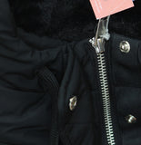 Universal Thread Full-Zip Snap Hooded Parka Jacket with Drawstring Black L
