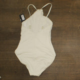 Kate Spade Womens Rosette Highneck One Piece Swimsuit S7C452 Ivory Off White M
