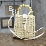 Violet Ray VR NYC Beaded Handle Bucket Bag 78598877 Beige Brown One Size