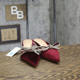A New Day Crushed Velvet Gwen Rhinestone Bow Kitten Heels Burgundy Red 7.5M