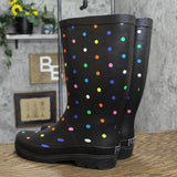 Sugar Women's Raffle Printed Rain Boot RAFFLE4 Black Fiesta Dot 9M