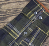 Haband Mens Flannel Long Sleeve Button Up Plaid Shirt Green Multi 3X