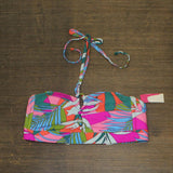 Xhilaration Lace-Up Halter Longline Bandeau Bikini Top Multi Tropical Print X