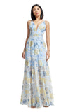 Dress The Population Embroidered Sequin Samira Gown Dress Sky Multi Blue L