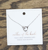 David's Bridal Interlocking Ring Pendant Bridal Necklace Silver Gray 16" + 3"