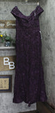 Xscape Womens Long Off-The-Shoulder Lace Dress Gown 4618X Mulberry Purple 14