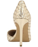 INC International Concepts Kenjay d'Orsay Pumps Stiletto Heels Gold Woven 8M