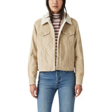 Levis Womens Original Sherpa Corduroy Trucker Jacket White / Pepper Brown L