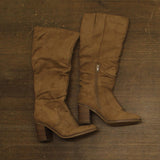 Universal Thread Junie Ruched Boots with Block Heel 94568670 Tan Brown 6M