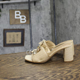 A New Day Womens Arden Raffia Ornamented Block Heels 93320203 Tan Brown 6.5M