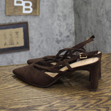 A New Day Veera Slingback Heels Faux Suede 94646931 Brown 6.5M