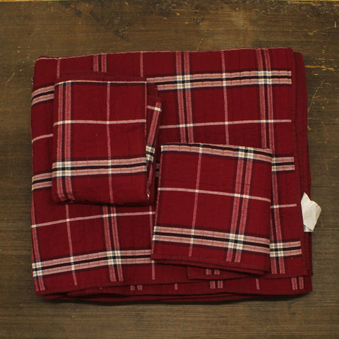 Charter Club Brushed Cotton Plaid 3-Pc. Quilt Set 100214894KG Red Combo King
