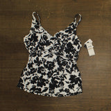 Island Escape Monterey V-Neck Tankini Top N760933 Black / White 12