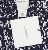 Calvin Klein Printed Mock-Neck Knit Top Abstract Inkwell Blue Multi XS