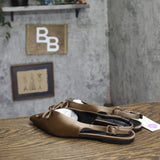 A New Day Camille Satin Slingback Bow Flats 94648291 Taupe Brown 6.5M