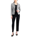 Le Suit Womens Plaid Open Front Suit Jacket 50040211 Black / Ivory 4