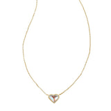 Kendra Scott Heart Iridescent Pendant Necklace 89104697 Gold / Clear 19"