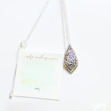 Periwinkle By Barlow Filigree Pendant Necklace Silver Gray / Black 18'' + 3''