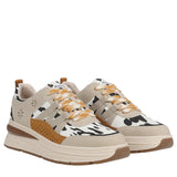 Blowfish Malibu Platform Sneaker with Chunky Sole Tan / Gold Multi Suede 6.0 M