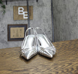 INC International Concepts Womens Capeka Slingback Pumps Silver Crinkle Gray 9M
