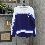 Pink by Victoria's Secret Dog Logo French Terry Pullover Sweatshirt Blue White M