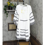 Private Label Women's Ric Rac Flare Sleeve Dress PDD-110-8 Black / White L