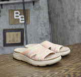 Easy Spirit Womens Amari Sporty Flat Sandal Slides Rainbow Confetti White 8M