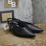 A New Day Womens Samantha Heels Slingback Faux Leather Black / Gold 6.5M