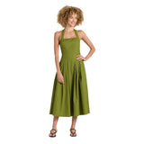 A New Day Halter Midi Dress with Smocked Back 94439758 Olive Green M