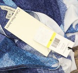 Calvin Klein Jeans Spaghetti Strap Printed Halter Top Deep Denim Blue / White M