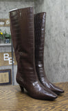 INC International Concepts Mid-Heel Knee High Boots Kitten Heel Brown Croc 6M
